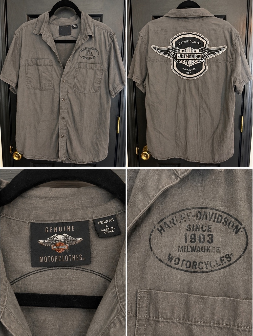 Harley-Davidson gray short sleeve button shirt